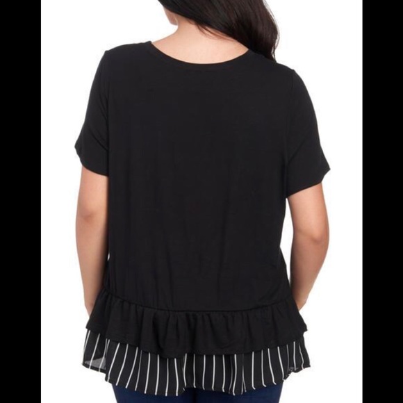 Women's Plus Size Striped Peplum Top - Picture 3 of 3